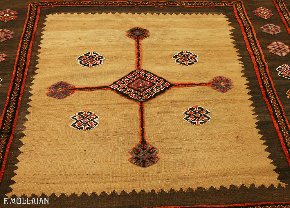 Antique Persian Varamin Sofreh Kilim n°:87862387